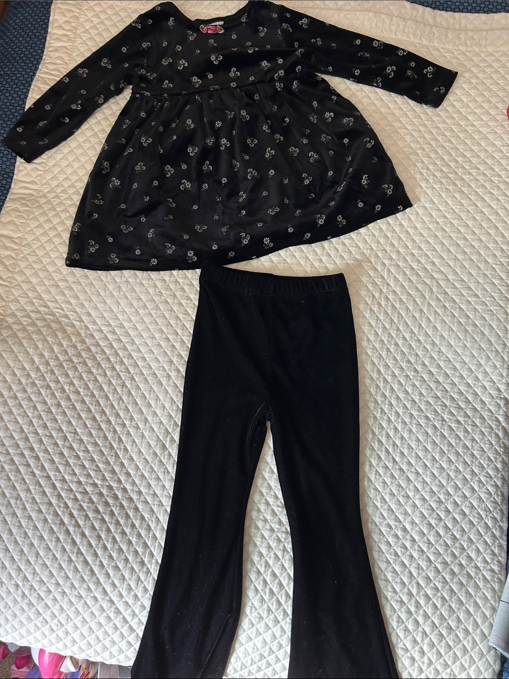 Girls Black Floral Long-Sleeve Pajama Set by Carter's